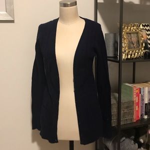Bloomingdales navy cable knit cashmere cardigan